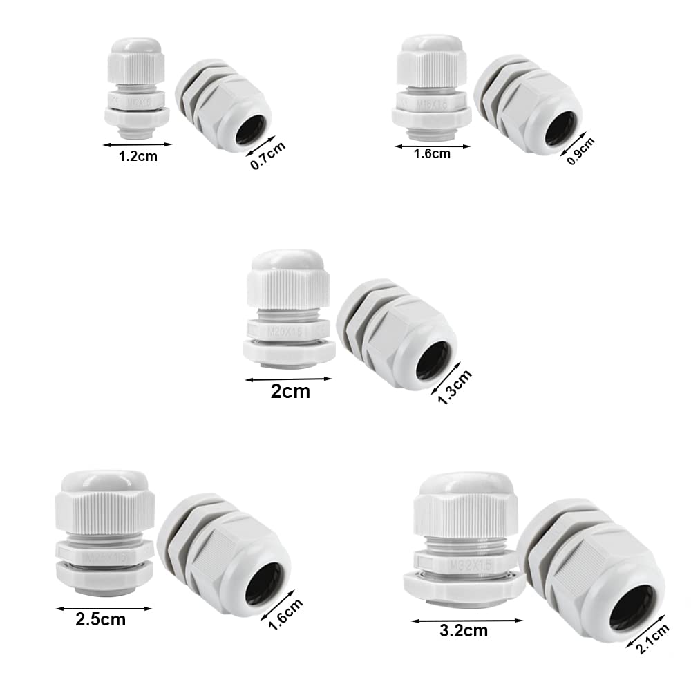 Set Pressacavi DODUOS 44 Pezzi IP68 - M12, M16, M20, M25, M32 In Nylon Per Impermeabilizzazione Cavi