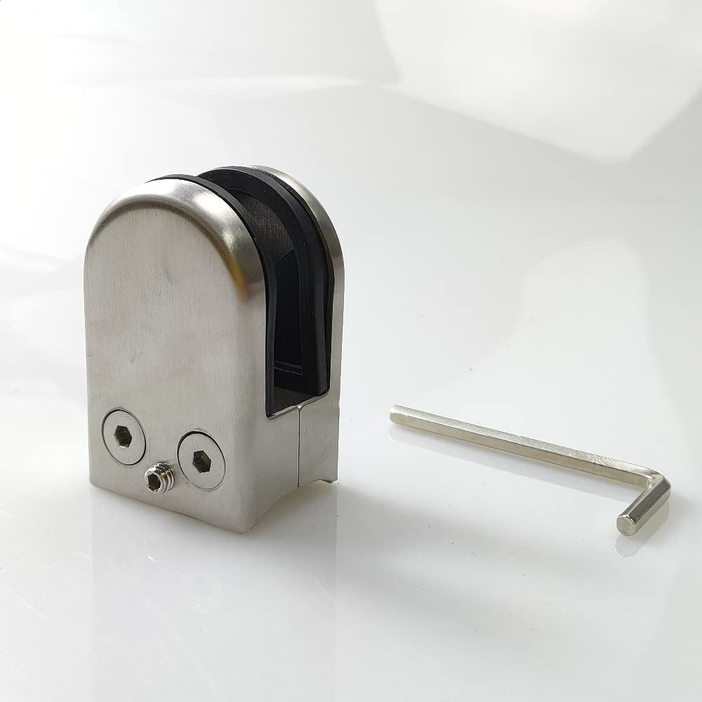 Soporte para Cristal de Acero Inoxidable 304 - Grapa de Boca de Pescado sin Taladros para Barandillas de Escaleras, Fijación Invisible para Paneles de Vidrio (4 Unidades) (XL:15-20MM)