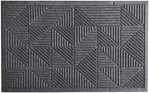 PIPARTIE Front Door Mat Welcome Mats for Home Entrance Durable, Anti-Slip Low Pile, Get Gunk Off, Absorb Moisture,Heavy Duty Rubber Patio Entryway Doormat for Back Door Grey-T, 17"x29.5"