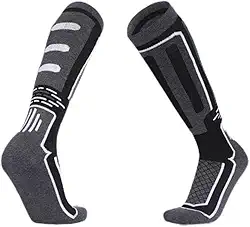 2 Pares Meias Térmicas de Inverno Meias de Esqui Masculinas, Esportes, Caminhadas e Montanhismo, Térmicas para Neve e Esqui, Botas Longas, Preto, Tamanho 35-45,