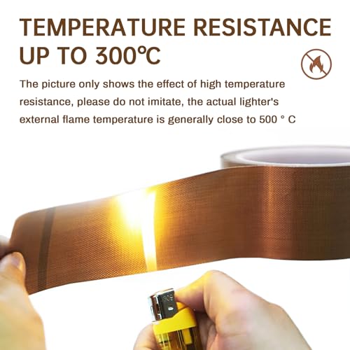 EXLECO Teflonband 50mm x 10m Teflon Klebeband Teflon Band PTFE Klebeband Hochtemperaturband Hitzebeständiges Klebeband bis 300℃ Glasgewebeband Vakuumierband für Vakuumiermaschine Impulsversiegeler