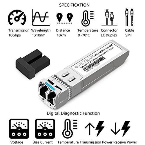 Image of 10GBASE-LR SFP+ Optical Transceiver Module Compatible with Cisco Meraki MA-SFP-10GB-LR 10G SFP+ LR 1310nm 10km DDM Duplex LC SMF