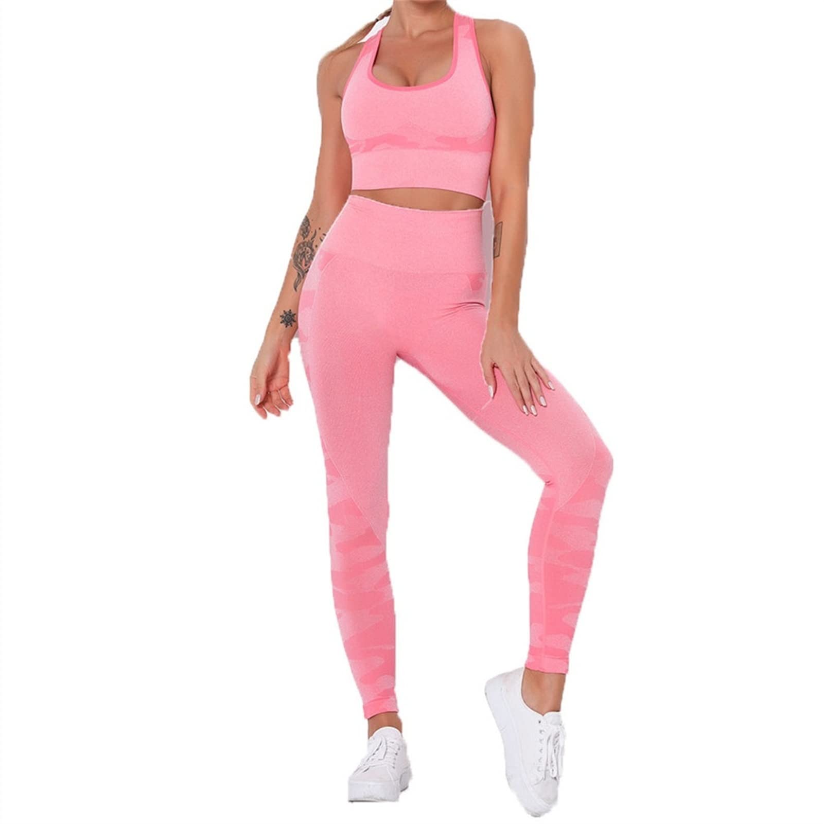 Damskie dresy treningowe do jogi, strój dla kobiet, zestaw 2 sztuki, nakładka do jogi Scrunch tłok, gimnastyka, legginsy bez ramion, sportowy biustonosz z rękawami crop Top Yoga Fitness dres treningowy 2 sztuki