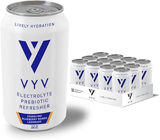 Sparkling Blueberry Mango Lemonade Hydration – Electrolytes + 5g Prebiotic Fiber, 1g Sugar, Real Juice, Non-GMO, Gluten Free, Plant-Based – 12 fl oz Cans (12 Pack)