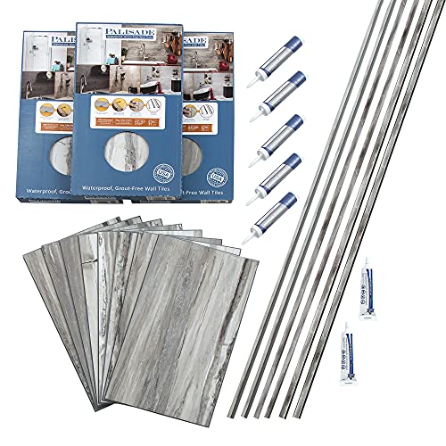 Palisade 25.6 In. X 14.8 In. Tile Shower And Tub Surround Kit In Louvre Granite #TOP14