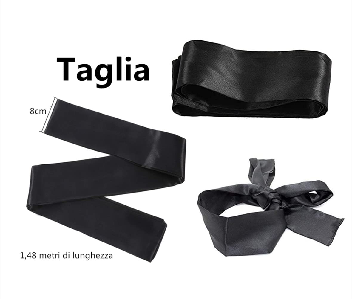 LATRAT 2 Pezzi Raso Benda per Occhi, Satin Eye Covers Sonno Maschera per Dormire Games, Maschera Sonno degli Occhi Raso Seta Maschera Occhi in Raso Sexy Morbido ed Elegante Stirabile Nero
