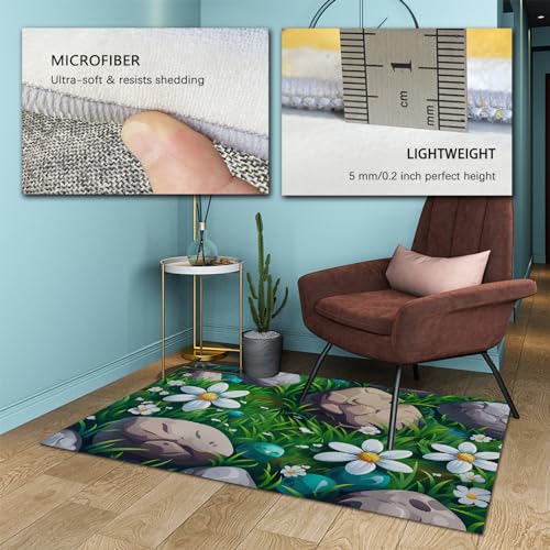 Tapis d'intérieur mignon herbe et fleurs blanches pour bébé