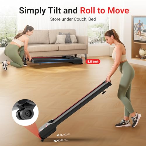 Image of THERUN Walking Pad Treadmill with 6% Auto Incline, 2.5 HP Under Desk Treadmill for Home Office with Remote Control, 300 lbs Weight Capacity, LED Display, Wide Belt