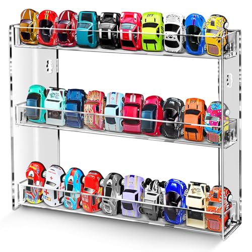 Model Cars Display Shelf for 1:64 Scale Vehicles, 1/64 Scale Toy Model Cars Display Wall Mount-3 Layer