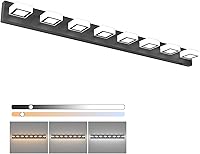 Ralbay 52" Matte Black LED Bathroom Vanity Light, 8 Dimmable Lights, 5 Color Temps 3000K-6000K, Modern Acrylic Fixture 3120 Lumens