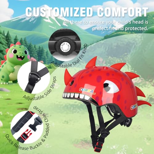 Image of Kids Toddler Bike Helmet, Adjustable and Multi-Sport for Child Boys and Girls, 2 Sizes