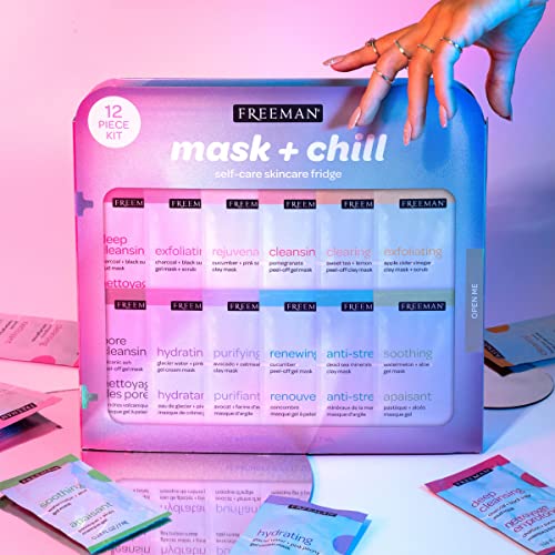 Freeman Limited Edition Mask & Chill Self Care Skincare Mask Holiday Kit, Face Masks To Exfoliate, Hydrate, Relieves Stress, And Refines Pores, Facial Mask Variety, 12 Piece Gift Set #TOP6