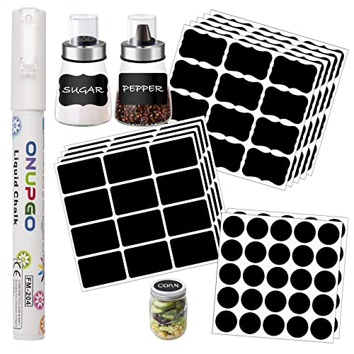 ONUPGO Reusable Chalkboard Labels Stickers Bulk (3 Shapes) - 158 Pieces for Organization and Decoration