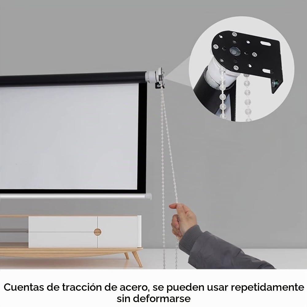 Pantalla De Proyección Enrollable Manual Pantalla De Proyector 40" 50" 60" Pantalla De Cine En Casa 16:9 4:3 Pantalla De Película Sin Arrugas(16:9,50")
