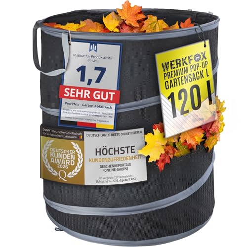 Garten-Abfallsack Selbststehend & robust; Pop-Up Gartensäcke Laubsack für Grünschnitt Rasenschnitt & Gartenabfälle (M)