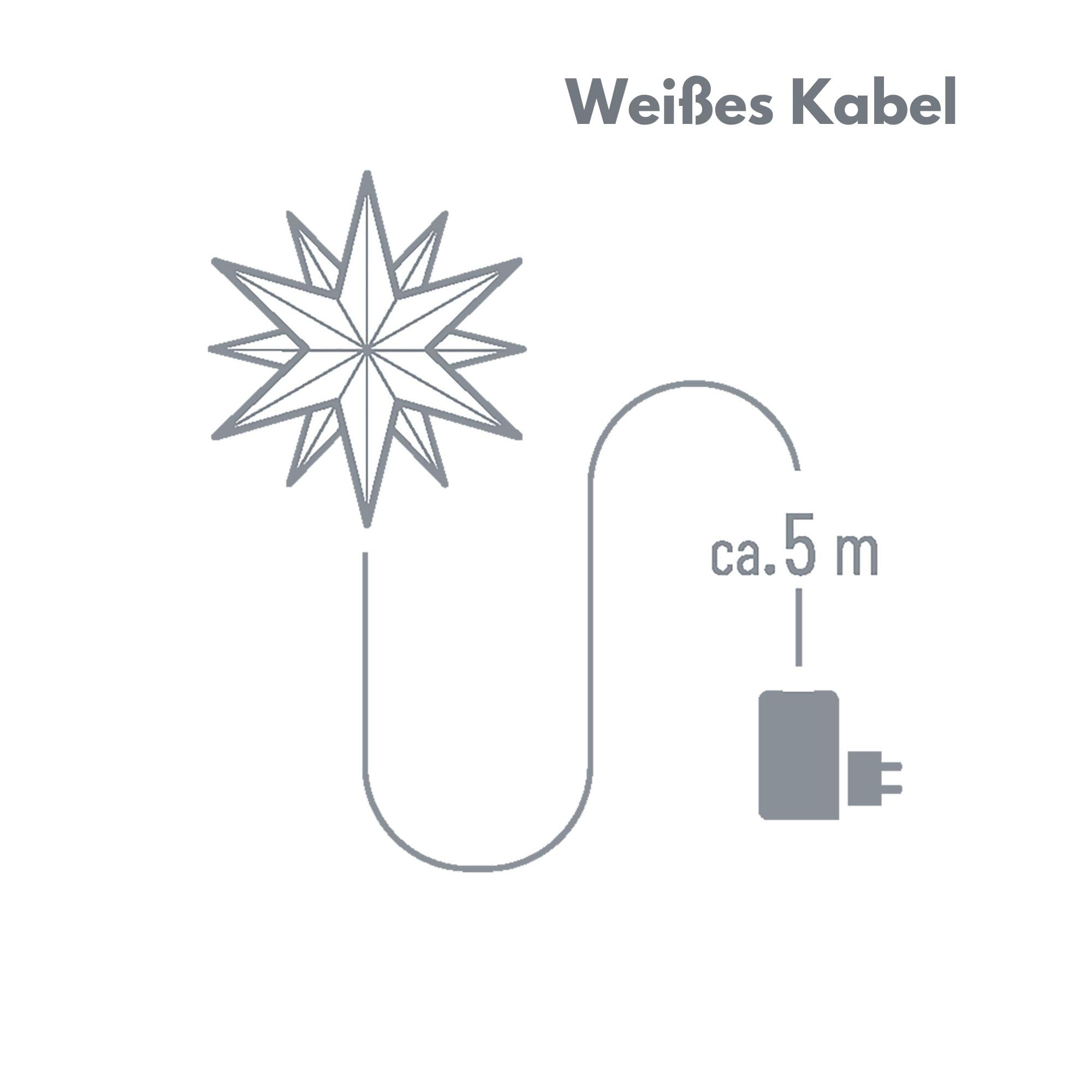 Novaliv Weihnachtsstern LED Dekostern 25cm Weiss für AUSSEN Kabel mit Trafo 3D Stern 18 Zackig Leuchtstern Weihnachtslicht Winterbeleuchtung 3D Stern Weihnachtslicht Xmas Lights