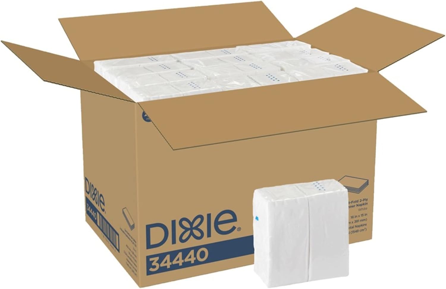 Dixie 1/8-Fold 2-Ply Dinner Napkin (Previously Preference) by GP PRO (Georgia-Pacific), White, 31436, 100 Napkins Per Pack, 30 Packs Per Case