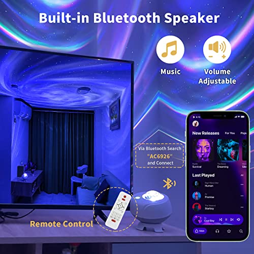 Star Projector Galaxy Light Projector With Remote Control & Bluetooth Music Speaker, Star Aurora Timing 3 In 1 For Gaming Room, Bedroom, Ceiling, Home Decor Ambience Party Light Christmas Gift #TOP2