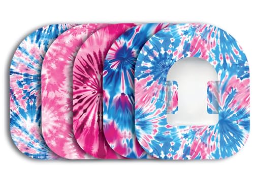 Glucomart Omnipod 5 Adhesive Patches with Strap Tabs Waterproof Hypoallergenic CGM Tape for Omnipod 5 & Dash Pre-Cut Overpatch Secure Hold for Active Lifestyles (5 Count) (Cotton Candy)