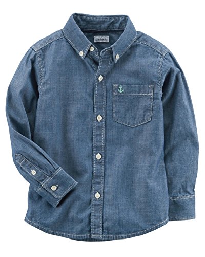 Carter's Blue Charter's Blue Boy's Long Sleeve Chambray Button-Front Shirt (9M) #TOP6