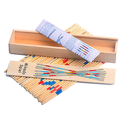Lucky Shop1234 Classic Wooden Thin Pick Up Stick Game 31 Pieces Fun Family Game Gift Idea