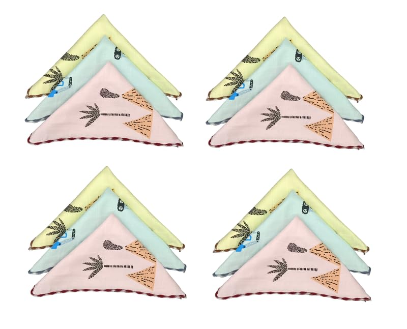 Premium Cotton Printed Handkerchief for Women and Girls | Super Absorbent & Fashionable Skin Care Hanky Rumal Handkerchiefs (JB - WH - Cartoon mix 1)-image-34
