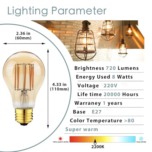 Ampoule LED Vintage E27 Variable avec filament haut rendement 8W - 3