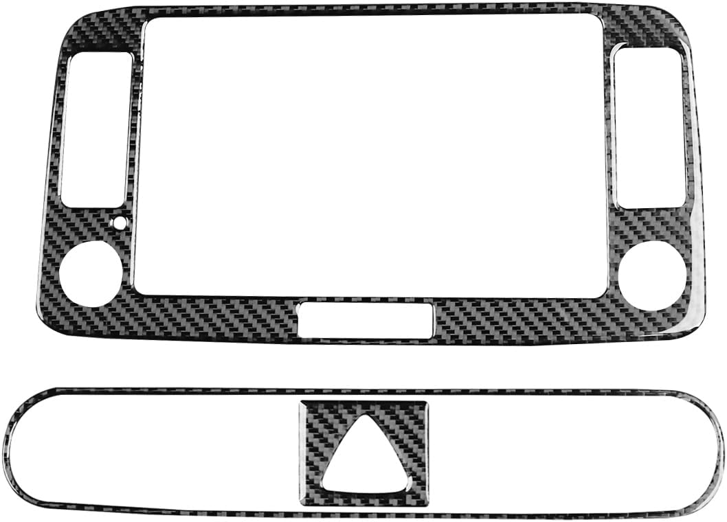 Car Dashboard GPS Screen/AC Vent Outlet Control Panel Sticker Set Compatible with Hyundai Kona(OS) 2018 2019 2020 2021 2022 2023 Real Soft Black Carbon Fiber Auto Interior Accessories Trim