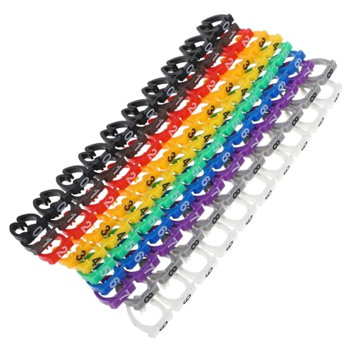 HEATSHAKING 100個 入りカラフルケーブル番号ラベルチューブ クリップオン式 耐久素材 電気 ネットワーク 電子機器対応 ケーブル識別用ワイヤー