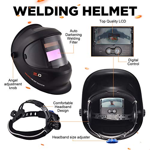 ENJOHOS Schweißhelm, Tacklife PAH04D Automatik Schweißhelm mit 4 Sensoren, Optische Klasse: 1/1/1/1, Solar Schweißmaske (Schwarz großer Bildschirm) - Image 3