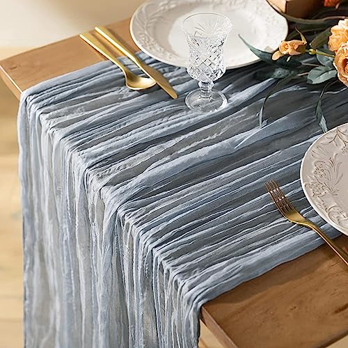 6 Pack 10 ft dusty blue cheesecloth table runner set