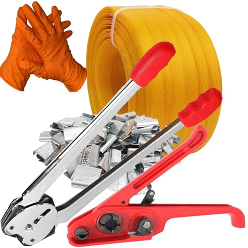 Pallet Strapping Kit, Heavy Duty Plastic Strapping Kit, Banding Strapping Kit, Tensioning Tool Sealer, Manual Banding Sealer Tools Set, 1/2