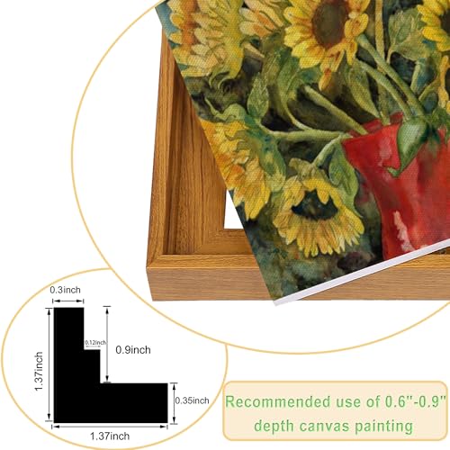 Image of 12x18 Canvas Floater Frame with 0.6 inch-0.9 inch Deep, Canvas Floating Frame for Oil Painting, Art Prints Artwork Frames(12 inchx18 inch,Nut Brown)