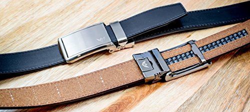 SlideBelts Men's Classic Belt with Premium Buckle (Grey Leather with Black Buckle, One Size)4
