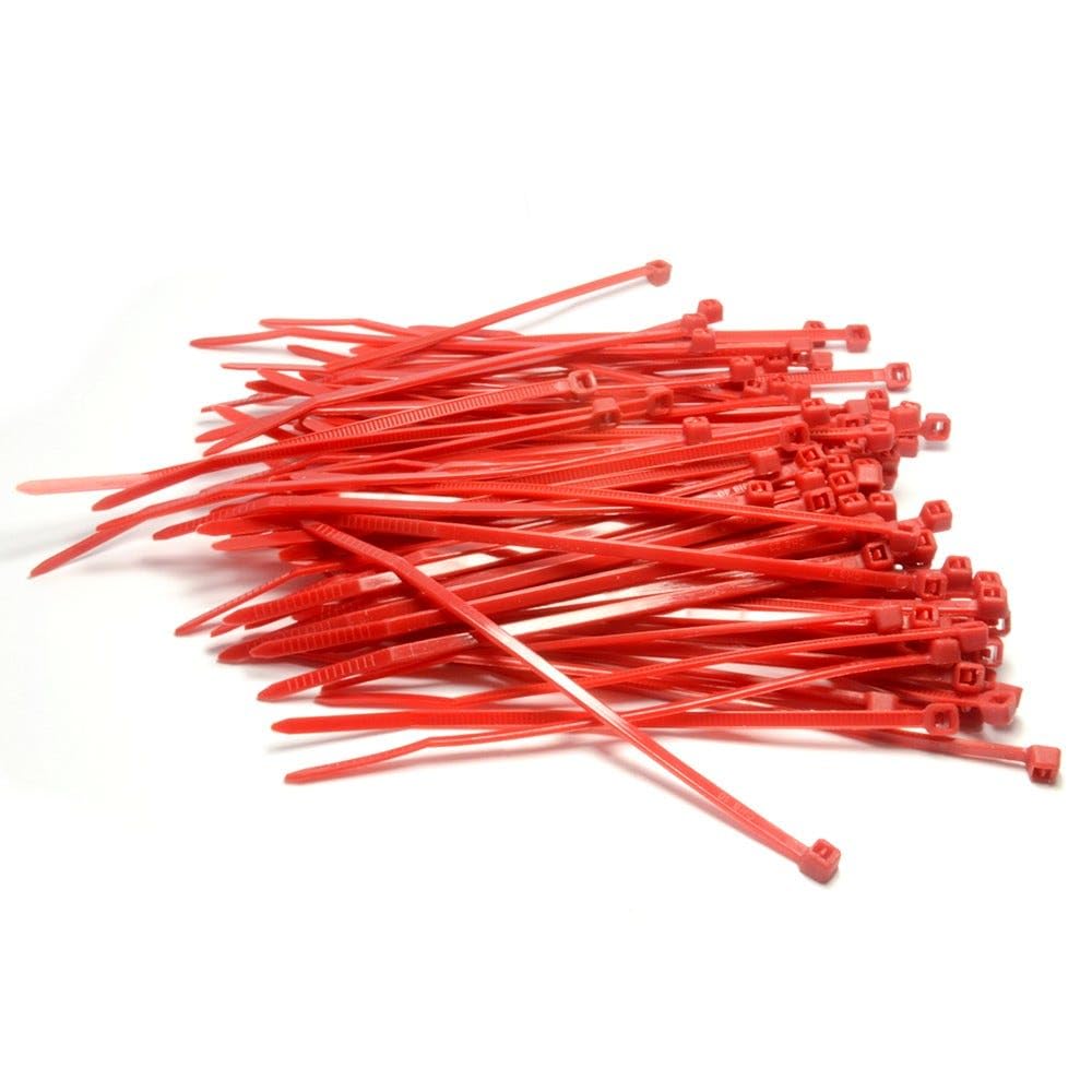 Red Cable Ties 100Mm X 2.5Mm Nylon 66 Ul Approved [100 Pack] 5055383438693