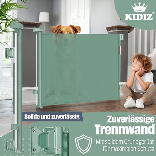 KIDIZ® Treppenschutzgitter Türschutzgitter ausziehbar 0-140CM | kindersicheres Treppengitter für Babys & Haustiere | Schutzgitter für Treppen & Türen Absperrgitter inkl. Bodenanker & Montagezubehör