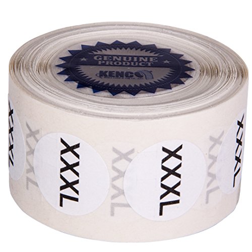 Clothing Size Stickers by Kenco - 0.875" Adhesive Apparel Circle Size Stickers - 2,500 Stickers Total (XXXL)