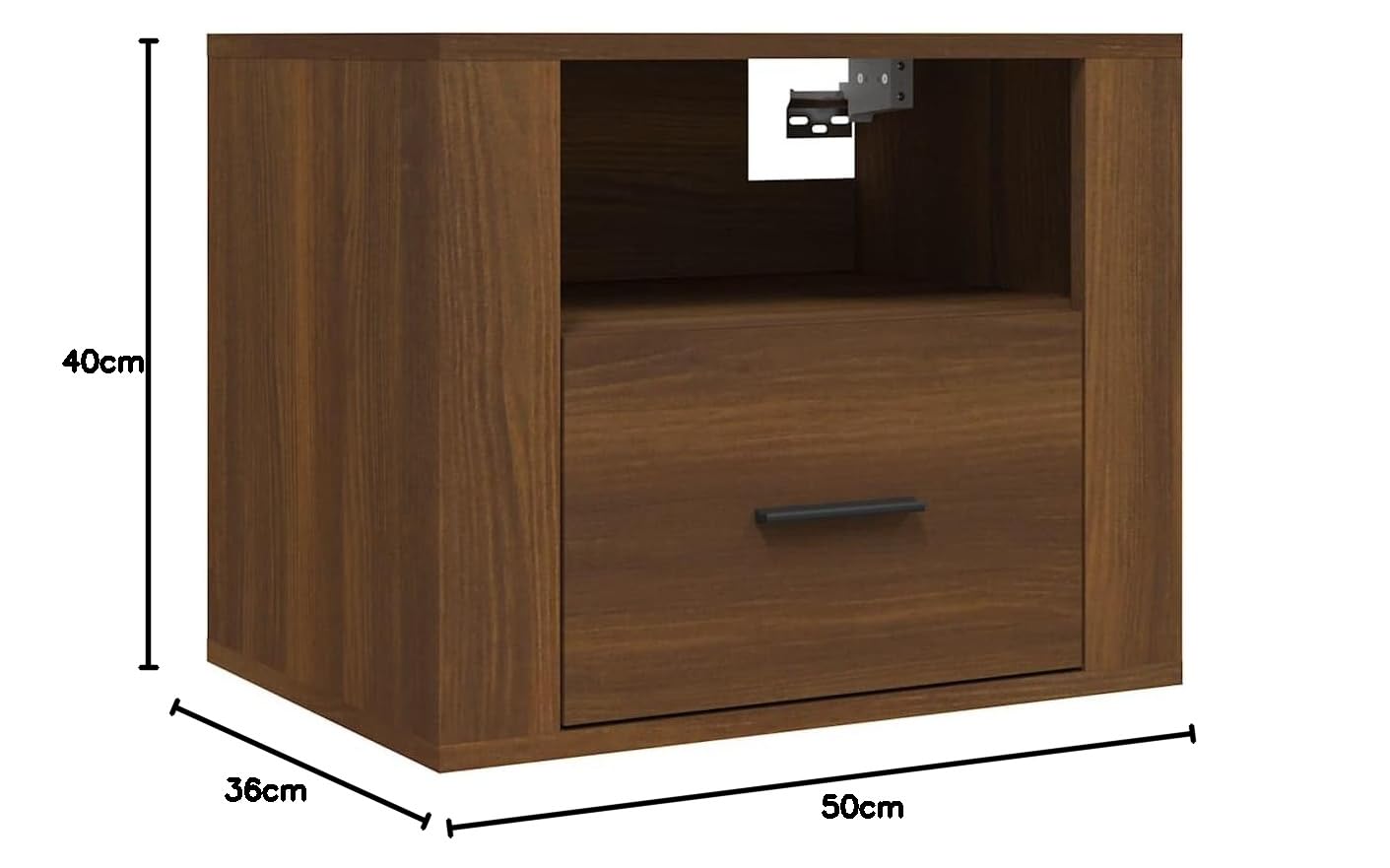 Wand Nachttisch aus Holzwerkstoff mit Stauraum und stabiler Oberplatte für Wohnzimmer und Schlafzimmer, Montageanleitung inklusive