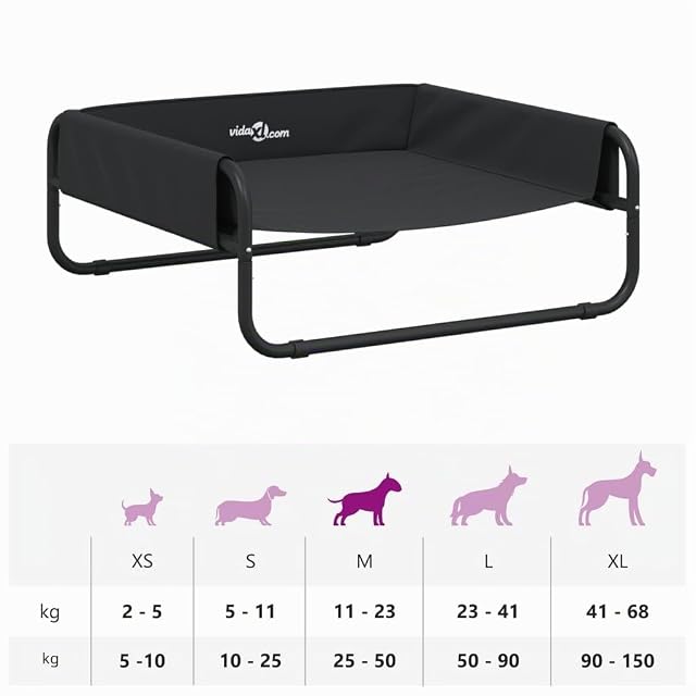 Foto 4 de 8 de vidaXL Cama elevada para Perros Tela Oxford y Acero Gris Antracita