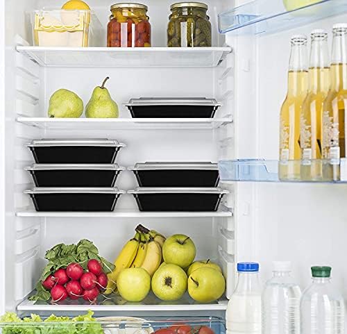 [10 Pack] 1 Compartment BPA Free Reusable Meal Prep Containers (1.1 Litre) 1100 ml Food Storage Trays with Airtight Lids - Microwavable, Freezer, Leak Resistant Dishwasher Safe - Stackable Bento Lunch