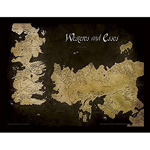 Game of Thrones, 30 x 40 cm, Mapa Antiguo de Westeros y Essos, impresión enmarcada