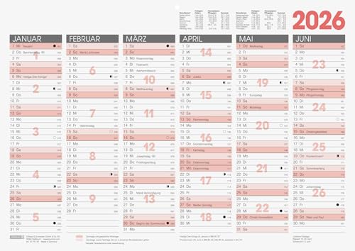 BRUNNEN Calendrier tableau 2026, format A3, paysage