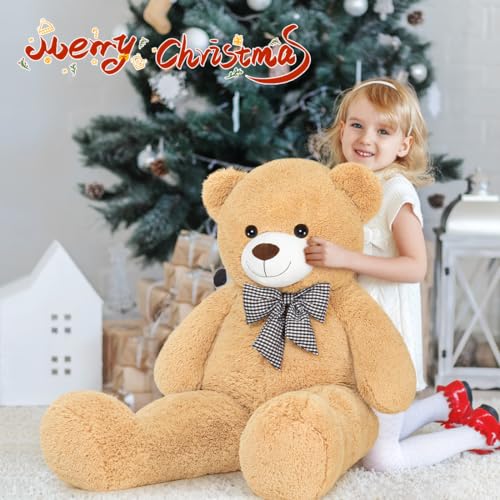 Sausudols XXL Teddybär Großer Bär 120 cm groß Riesen Teddy Bär Stofftier Plüschtier Kuscheltier Geschenk für Kinder Freundin Hellbraun