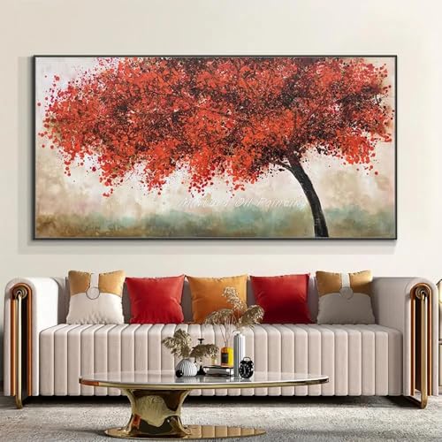 Grande peinture à l'huile sur toile avec cadre en bois robuste