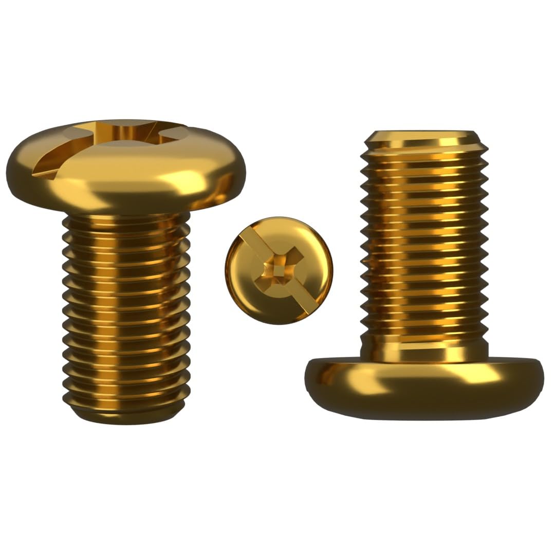 M6 (6mm x 20mm) Brass Phillips Pan Head Machine Screws Metric Fully Threaded DIN 7985 (Pack of 20) E3C, Yellow - Image 3