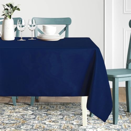Image of sancua Rectangle Tablecloth - 60 x 102 Inch - Stain and Wrinkle Resistant Washable Polyester Table Cloth, Decorative Fabric Table Cover for Dining Table, Buffet Parties and Camping, Navy