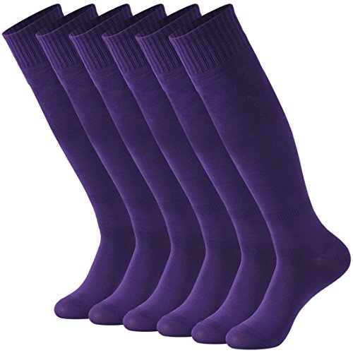 Purple Knee High Cosplay Socks, Calbom Men Colorful Football Baseball Soccer School Sports