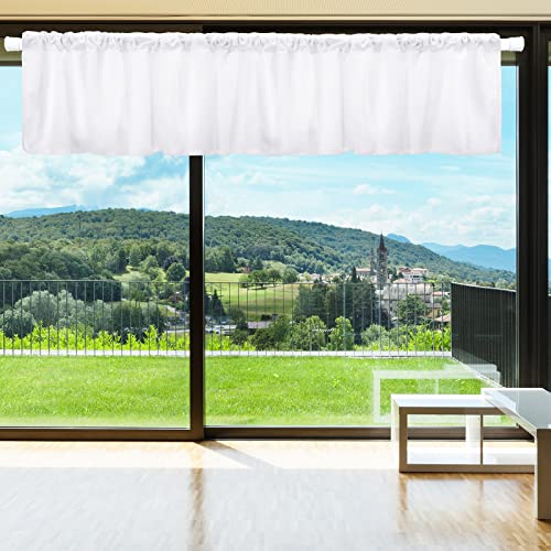 4 Pcs Valance Curtains Blackout Window Curtain Valances Blackout Fabric For Windows Basement Curtains Valance Rod Pocket Tier Window Valances For Bedroom Kitchen Living Room, 52 X 18 Inch (White) #TOP5