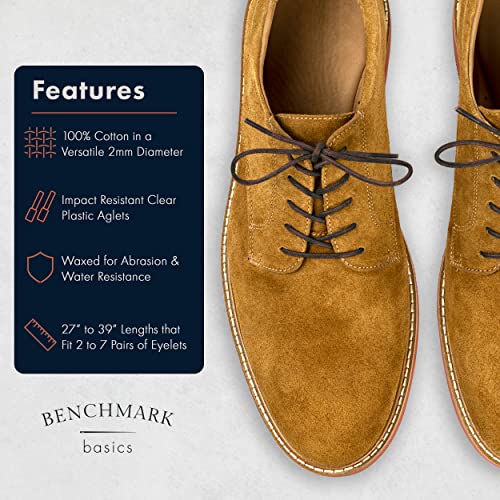 Benchmark Basics Dark Brown 33" Round Waxed Cotton Shoelaces | 2Mm (5/64”) Width (33 Inches, Dark Brown) #TOP1
