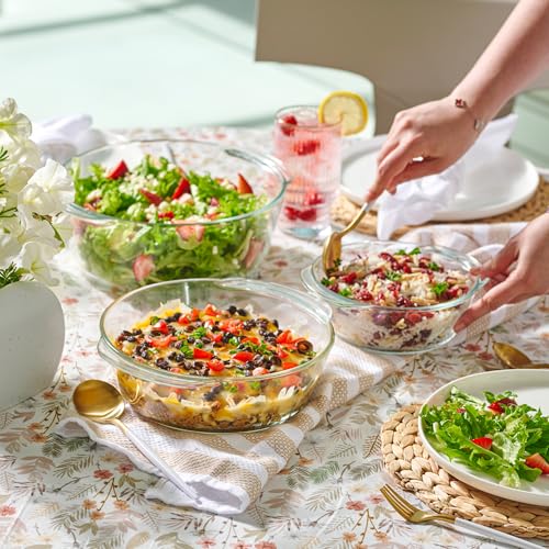 Le'Raze 6-Piece Glass Casserole Dishes For Oven With Lids, Durable Borosilicate Glass Covered Bakeware Set, Microwave Safe, Versatile Round Glass Baking Dishes For Oven With Lid. Clear Lead-Free Casserole Cookware. thumb #4